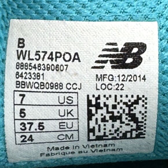 New Balance 574 Core Classic Shoes Womens Size 7 B Teal Running Comfort Sneakers - Picture 11 of 11